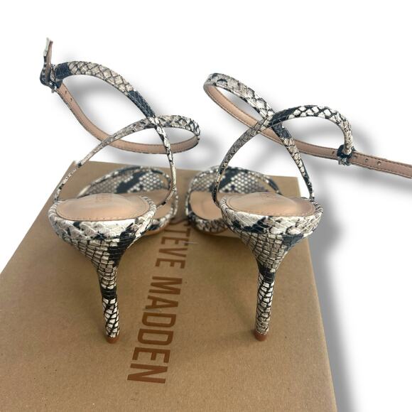 Steve Madden Snakeskin strappy heels size 6 ankle strap stiletto open toe dressy - Picture 6 of 10